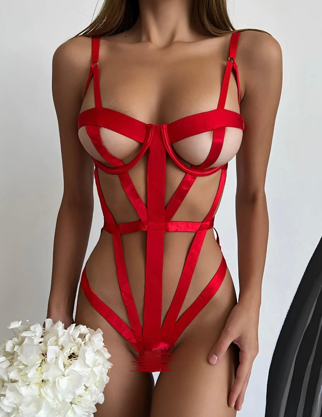 Teddy Bantlı Harness Bodysuit