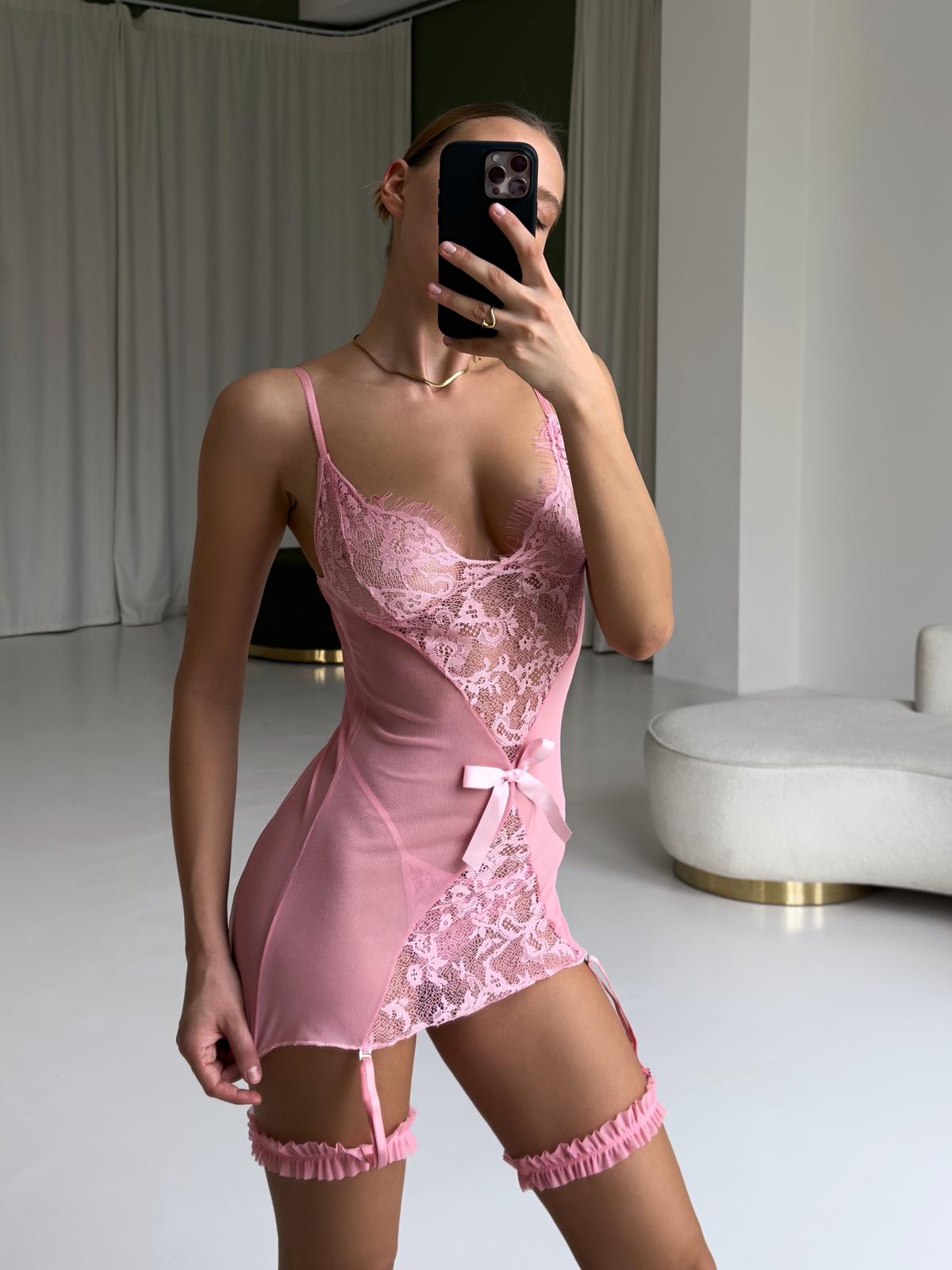 Bacak Aksesuarlı Babydoll Elbise