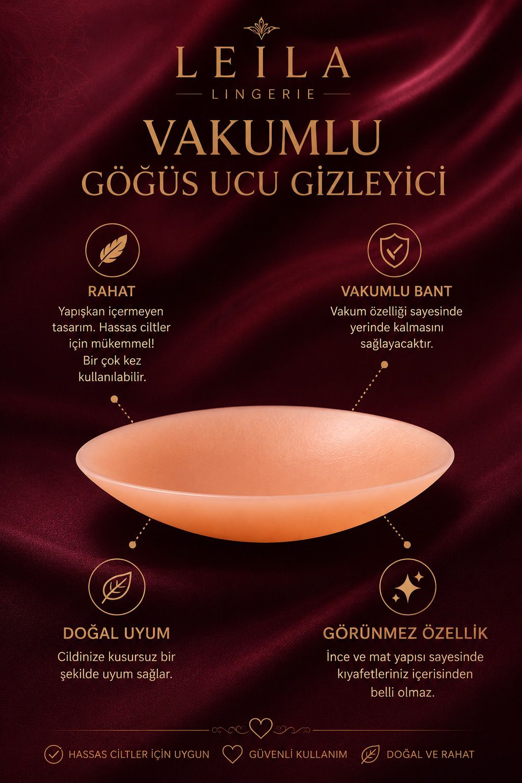 Yapışkanlı Vakumlu Gögüs Ucu Gizleyici Kapatıcı