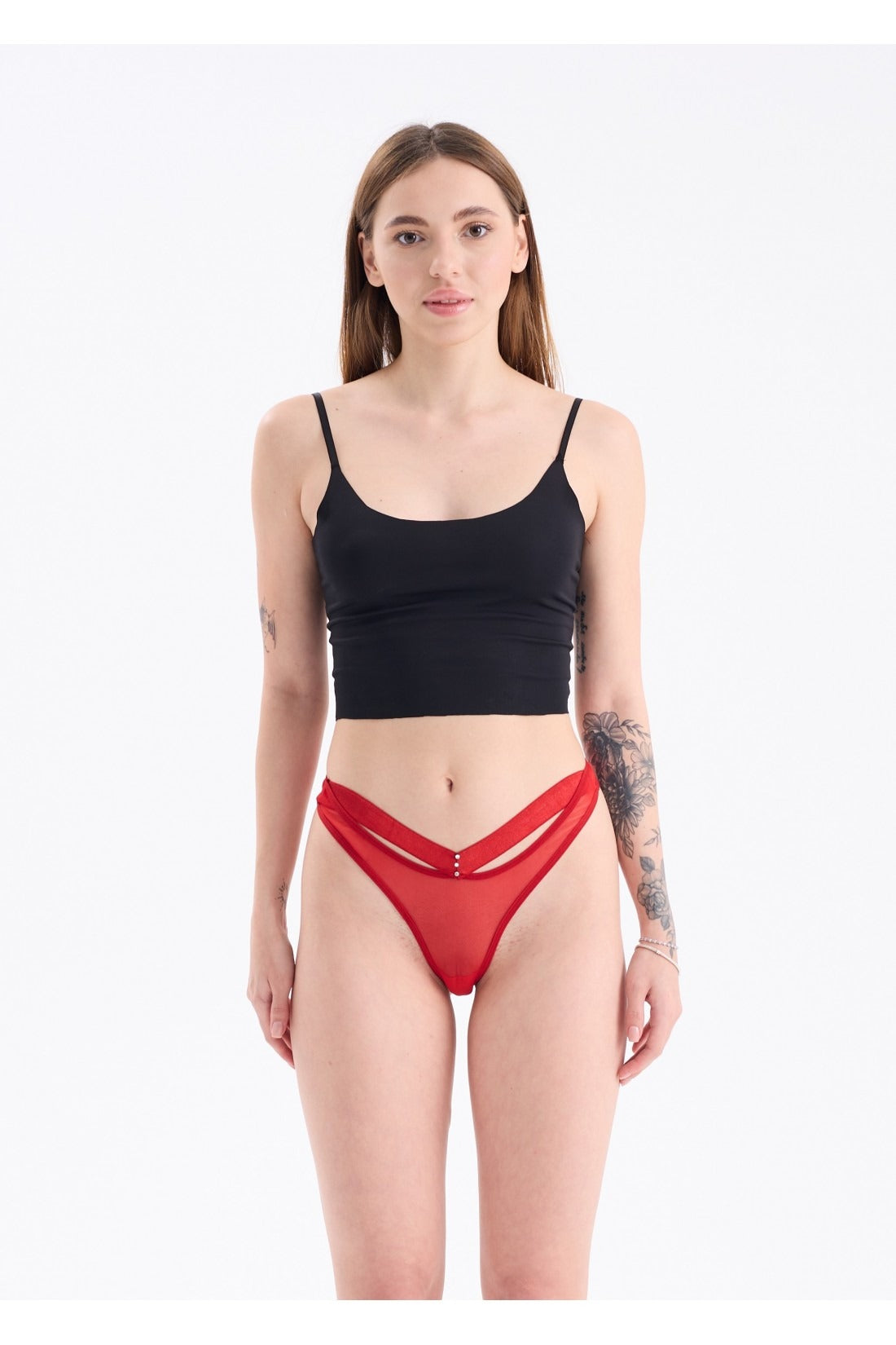 Taş Detaylı Tanga Siyah