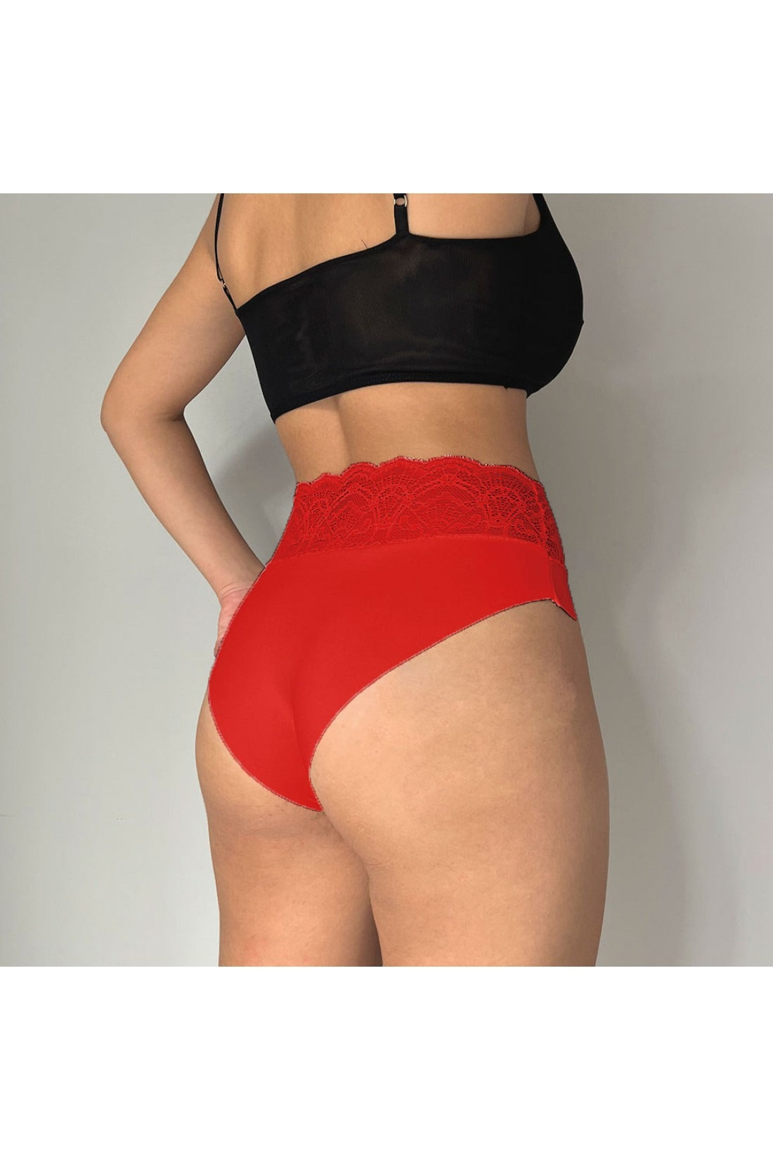 Dantel Detaylı Yüksek Bel Bikini Külot Siyah