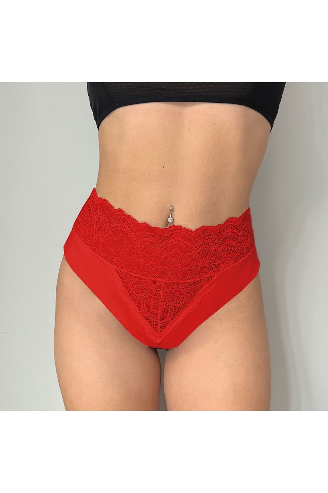 Dantel Detaylı Yüksek Bel Bikini Külot Siyah