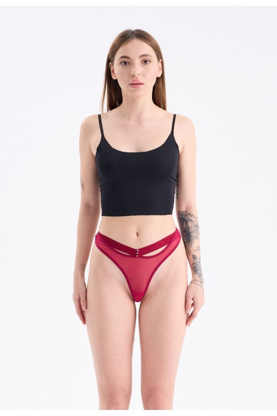 Taş Detaylı Tanga Siyah